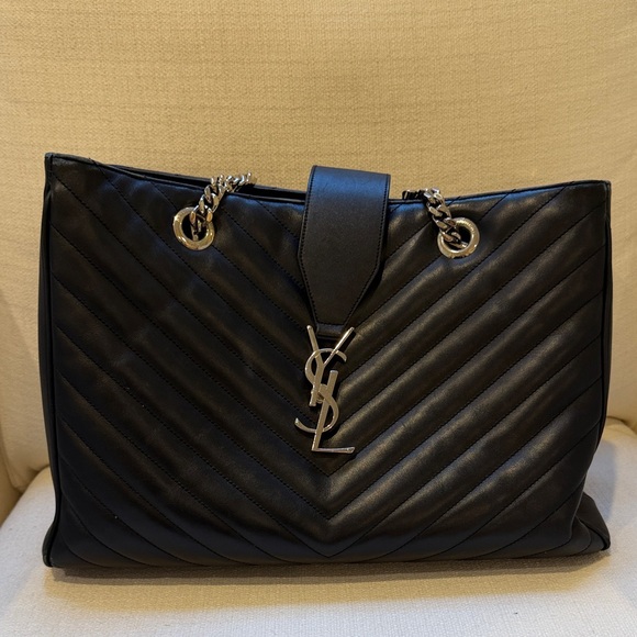 Yves Saint Laurent Black Chevron Shoulder Bag